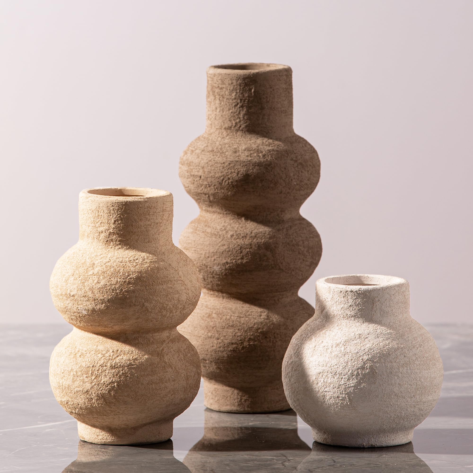 Vanselia Ceramic Vase Set of 3 Home Decor Living Room Table Decorations | Decora