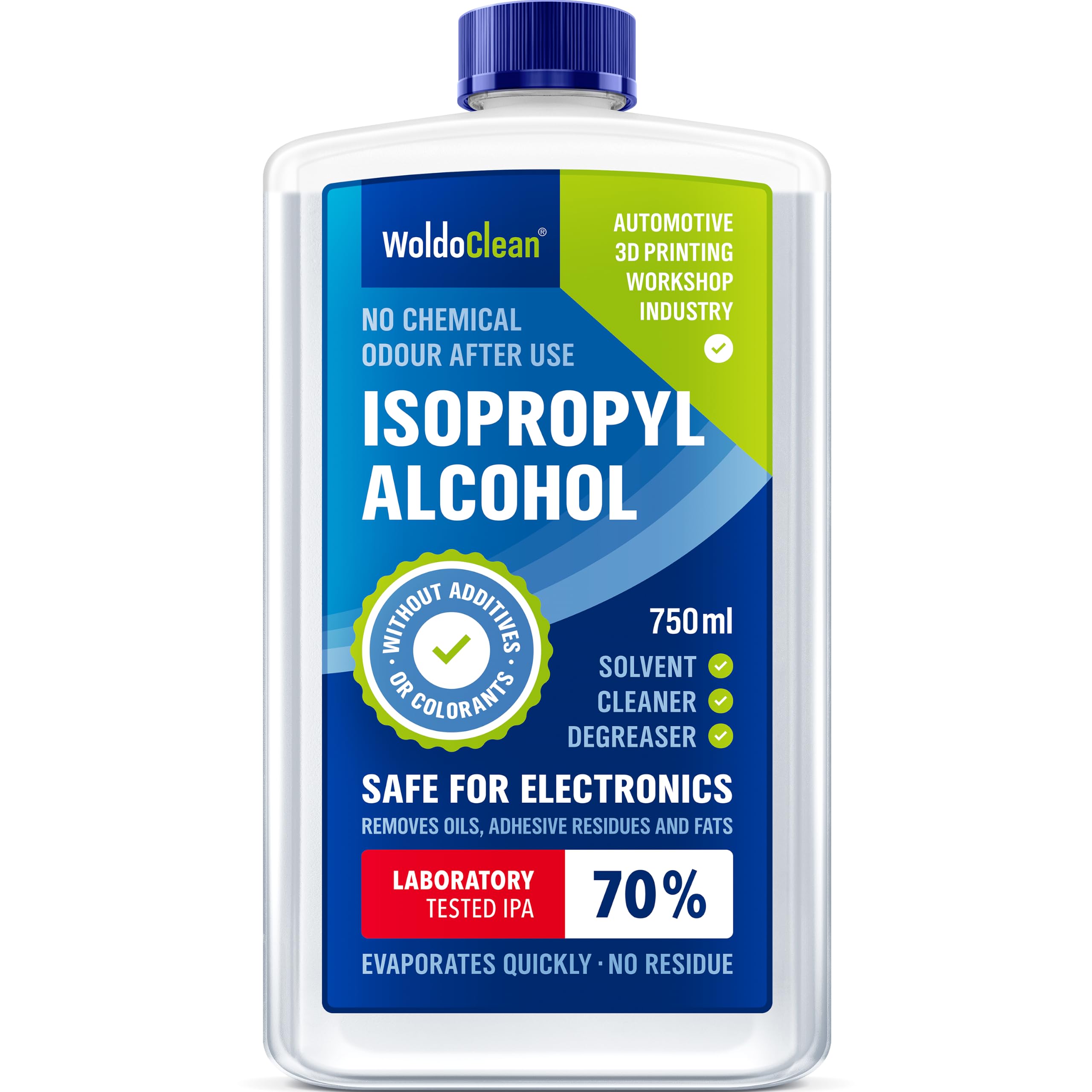 WoldoClean Isopropanol 70 percent rubbing alcohol - 750 ml IPA degreaser | Isopr