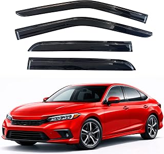 KPY Rain Guards Window Visors for 2022-2026 Honda Civic Sedan & Hatchback | Out-Channel Window Visors Vent Wind Deflectors 4PC, Car Accessories for 22-26 Civic (Sedan & Hatchback)