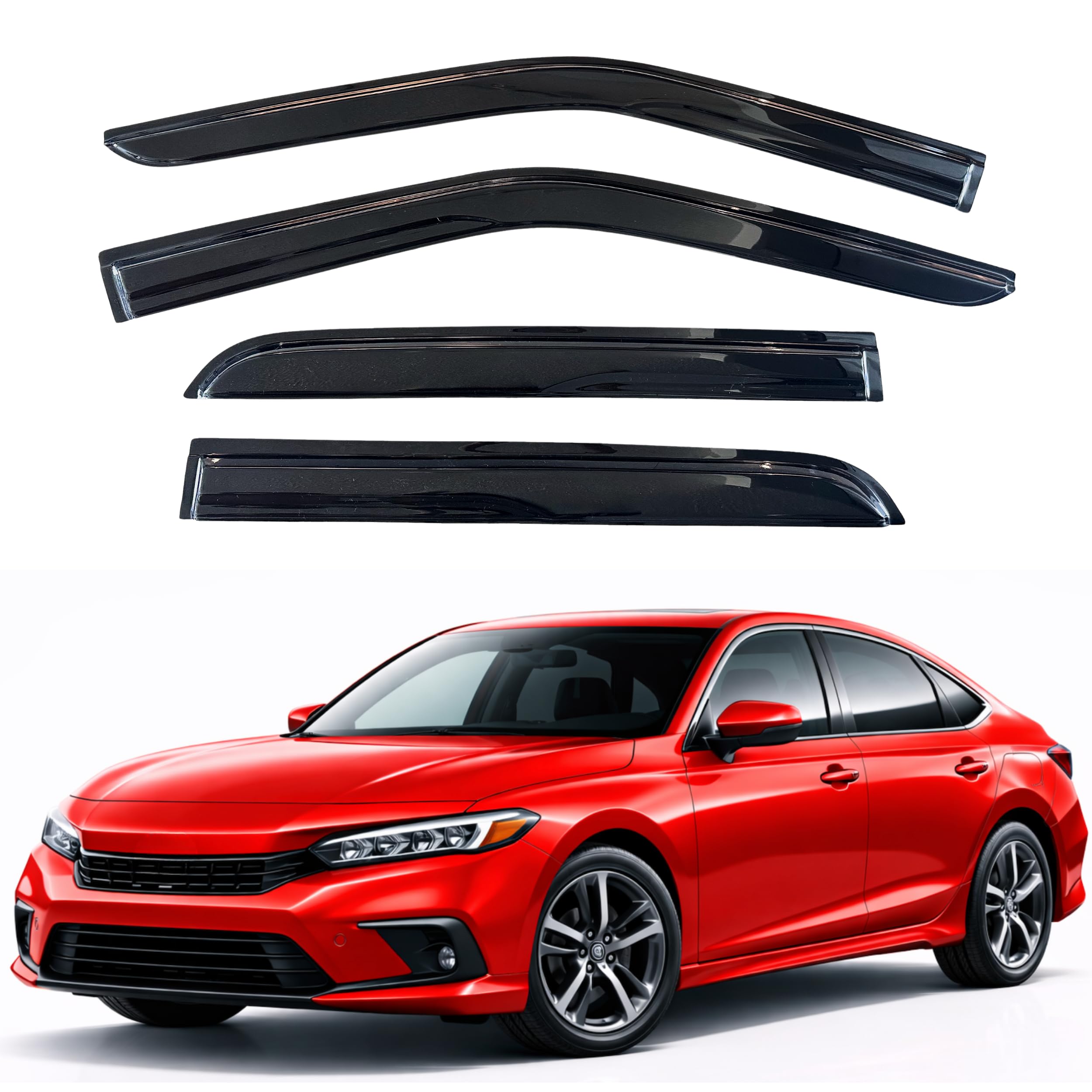 KPY Rain Guards Window Visors for 2022-2026 Honda Civic Sedan & Hatchback | Out-