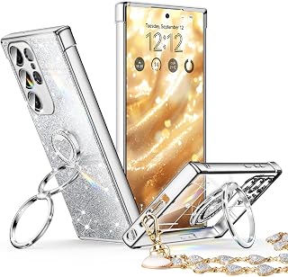 XYZ Galaxy S24 Ultra Case with Stand, Double Ring, Hearts, Silver