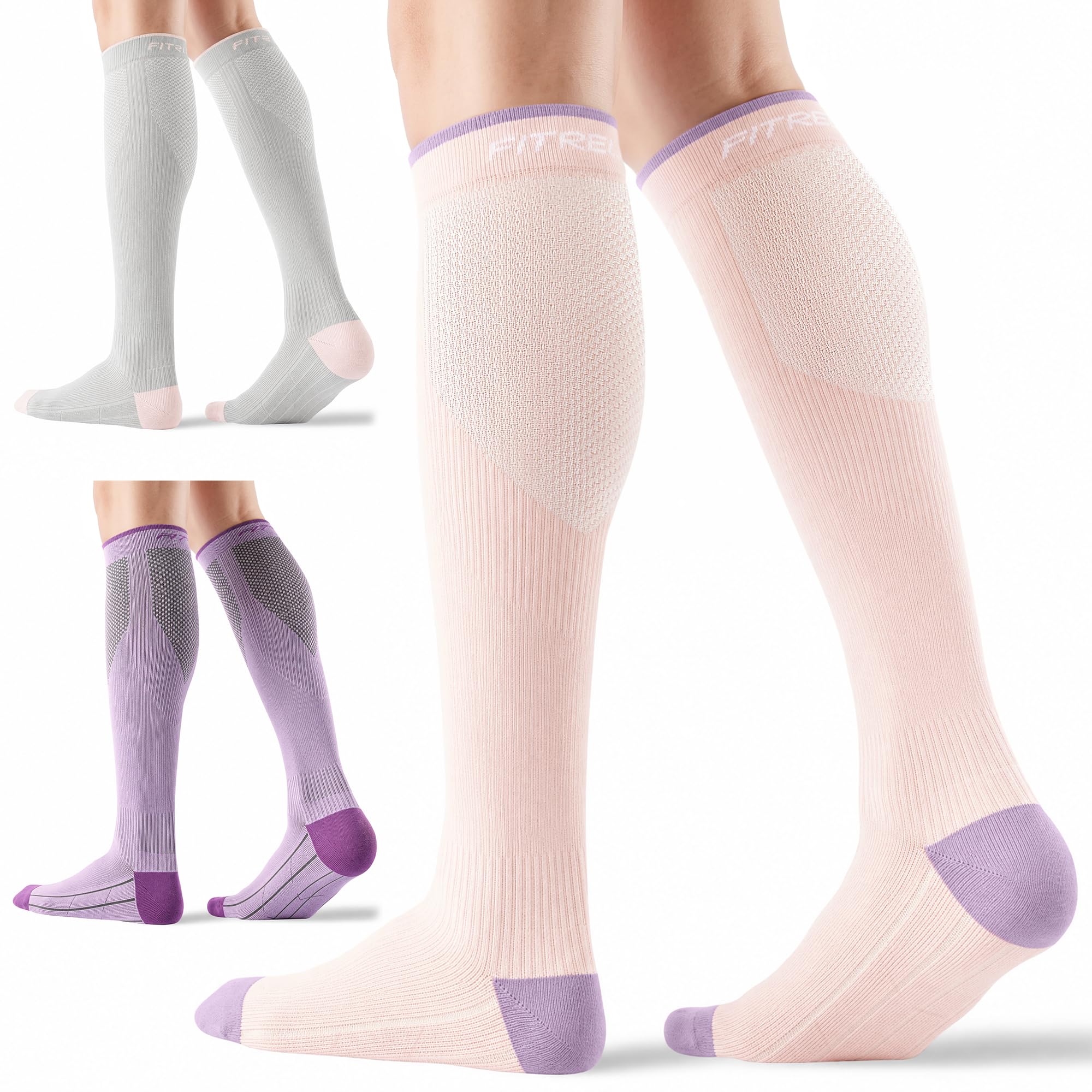 FITRELL 3 Pairs of Compression Socks Women & Men 20-30 mmhg