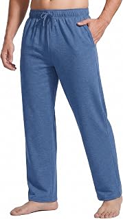 PINSPARK mens cotton jogger pants mens gym pants lightweight gym pants elastic waist drawstring sweatpants with pockets yoga pants home pants