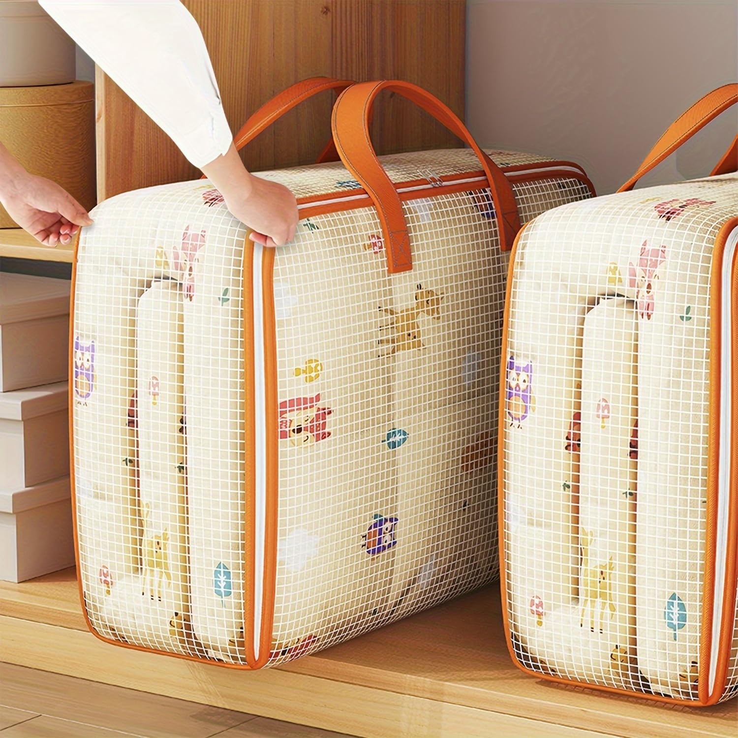 Large Moving Bag, Heavy Duty Clear Storage Bag with Zipper and Reinforced Handle