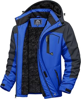 MAGCOMSEN Men's Winter Coats Water Resistant Ski Snow Jacket Warm Fleece Jacket Parka Raincoats With Hood Multi-Pockets