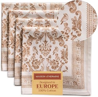 Maison d' Hermine Cloth Napkins Set of 4 Reusable 100% Cotton (20" x 20") | Everyday Square Napkins Cloth Washable Dinner Wedding Restaurant Hotel Kitchen Thanksgiving Christmas - Allure