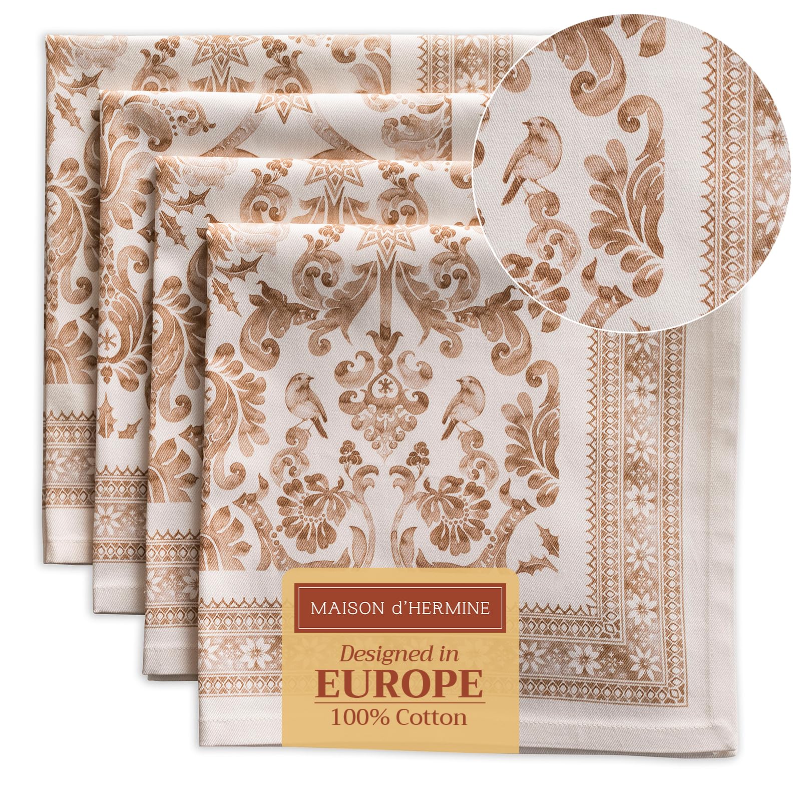 Maison d' Hermine Cloth Napkins Set of 4 Reusable 100% Cotton (20" x 20") | Ever