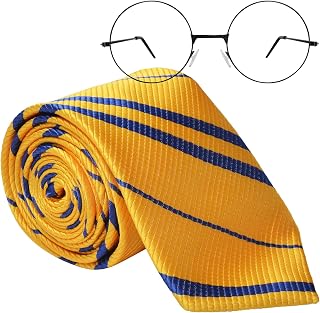Halloween Wizard Cosplay Tie, Classical Tie with Glasses Costume Set for Themed Party Role Play