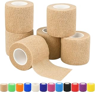 6pcs 2in Self Adhesive Bandage Wraps, 12 Colors, 5 Yard Wraps for Sports