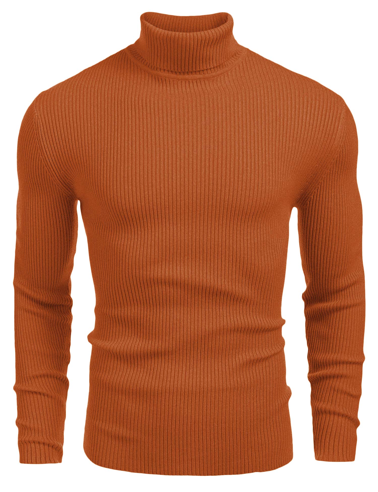 COOFANDY Mens Ribbed Slim Fit Knitted Pullover Casual Turtleneck Sweater