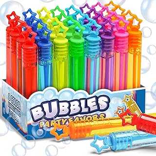 32 Pcs 8 Colors Neon Mini Star Bubble Wand, Party Favors for Kids | Bulk in Gift Box as Classroom Giveaways, Carnival Prizes, Goody Bag Stuffers, Birthday Treats, Party Supplies Toy For Toddler