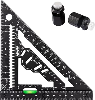 UNIPEC 7.5 inch Rafter Square with Level and Pivot | Aluminum Metal Triangle Ruler,Multifunctional Carpenter Square, Woodworking Layout Tools