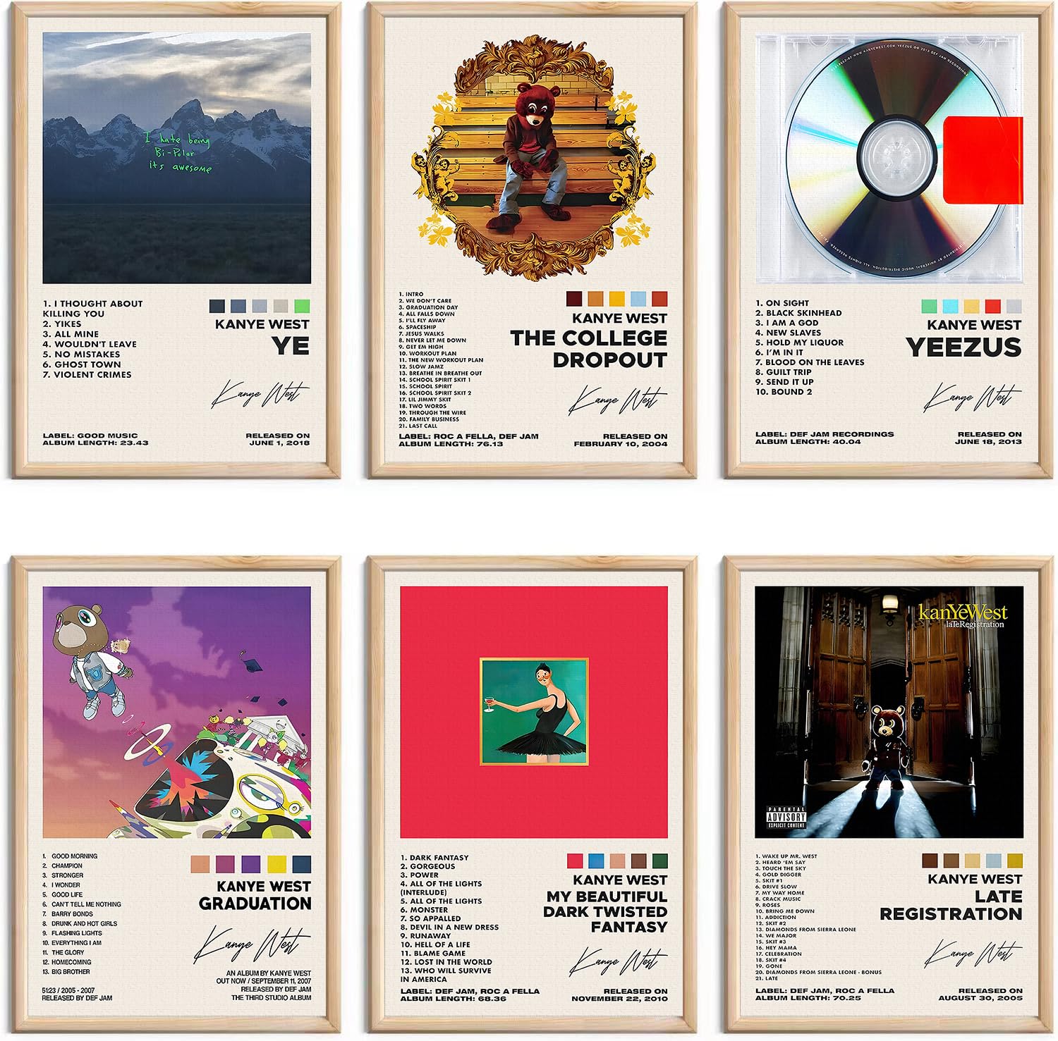 omle Kanye West Posters Album Cover Signed Limited Posters Prints Rapper Music P