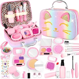 Pretend Makeup for Toddlers, Toy Play Makeup Set for Kids 3-5, Toddler Makeup Kit Pretend, Cat Toys for Kids Fake Makeup, Birthday Gifts Toys for 3 4 5 6 7 8+ Year Old Girls (Not Real Makeup)