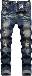 JUNBAOSS メンズ スリムフィット ジーンズ ストレッチ リップド スキニージーンズ 男性用 ファッション ストレート レッグ コンフォート フレックス ウエスト カジュアルパンツ