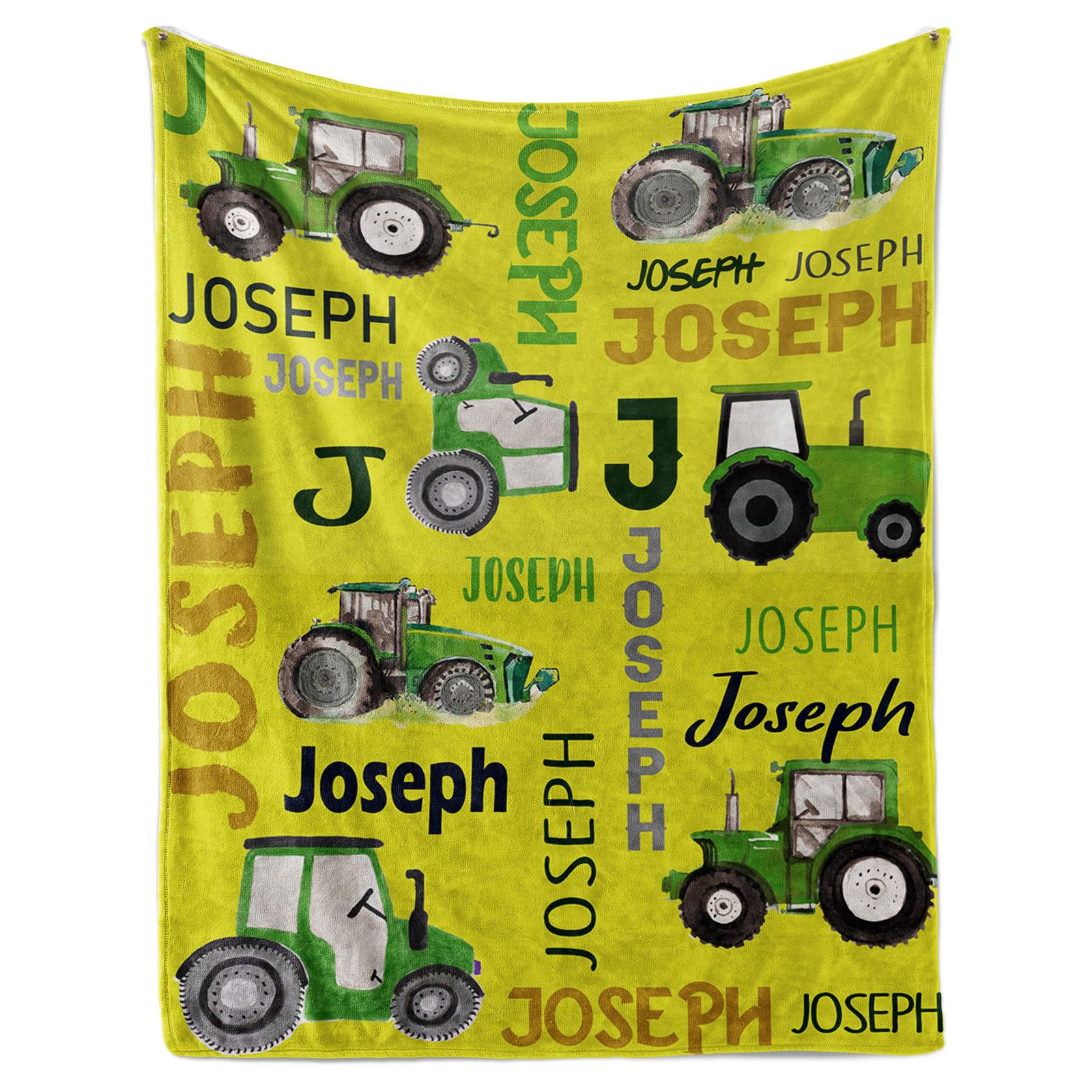 Personalized Tractors Blanket - Custom Name with Farm Tractor Trucks Design - So