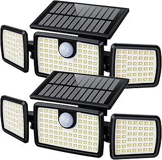 MIHANI Solar Flood Lights Outdoor, 2500LM Motion Sensor Security Lights with 270° Wide Angle, IP65 Waterproof, 3 Heads Solar Outdoor Lights for Patio, Yard, House, Garage (Non-Remote, 2 Pack)