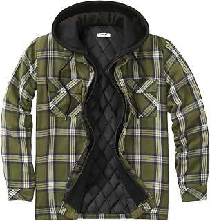 COOFANDY Shirt Jacket Men's Thermal Plaid Jacket Lumberjack Jacket with Hood Leisure Jacket for Autumn and Winter