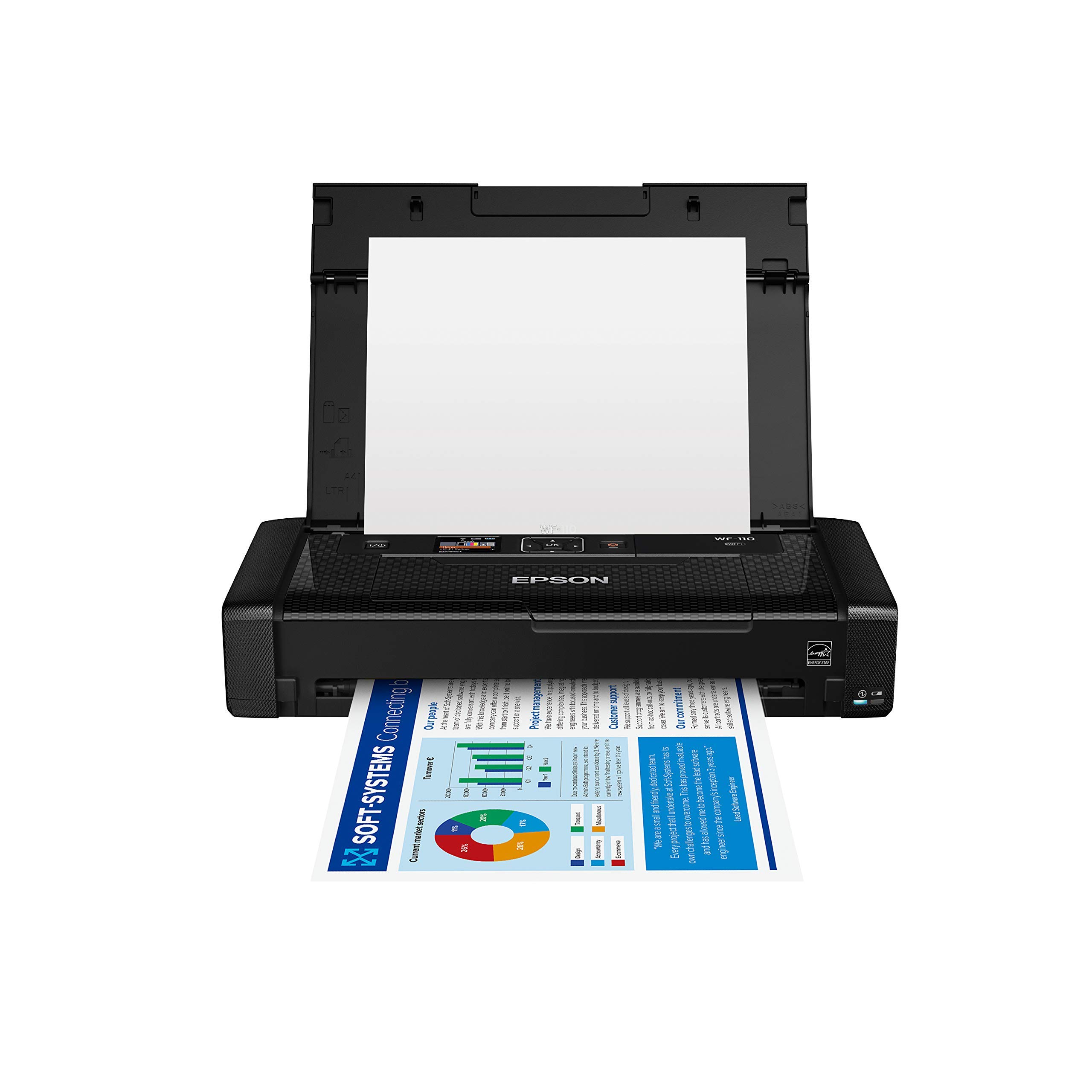 Epson WorkForce WF-110 Wireless Color Mobile Portable Inkjet Printer | Portable 