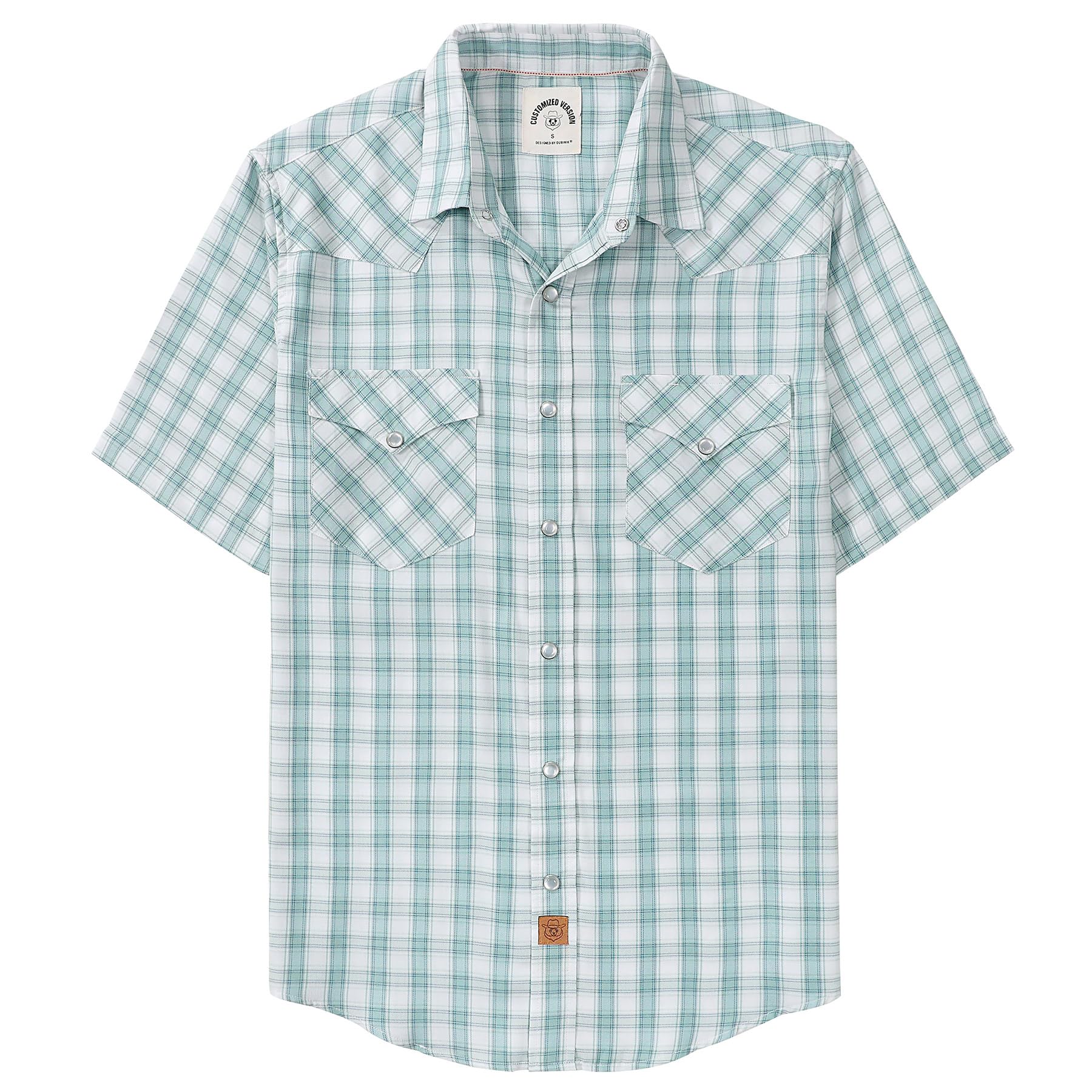 Dubinik®Bamboo Fiber Mens Shirts Short Sleeve Plaid Shirt Men Western Cowboy Pea
