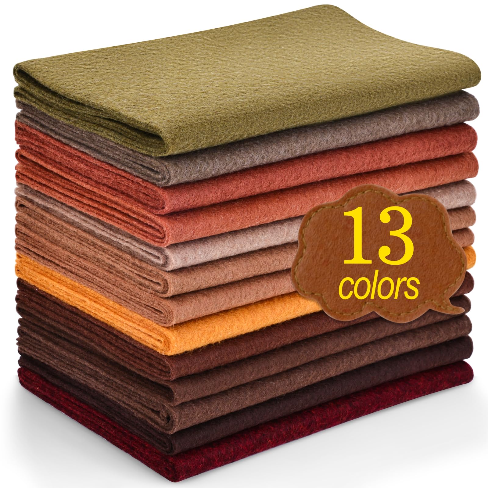 XSEINO 13 Rolls 8"x35" 1.4mm Thick Soft Felt Fabric Sheet 13 Assorted Dark Brown