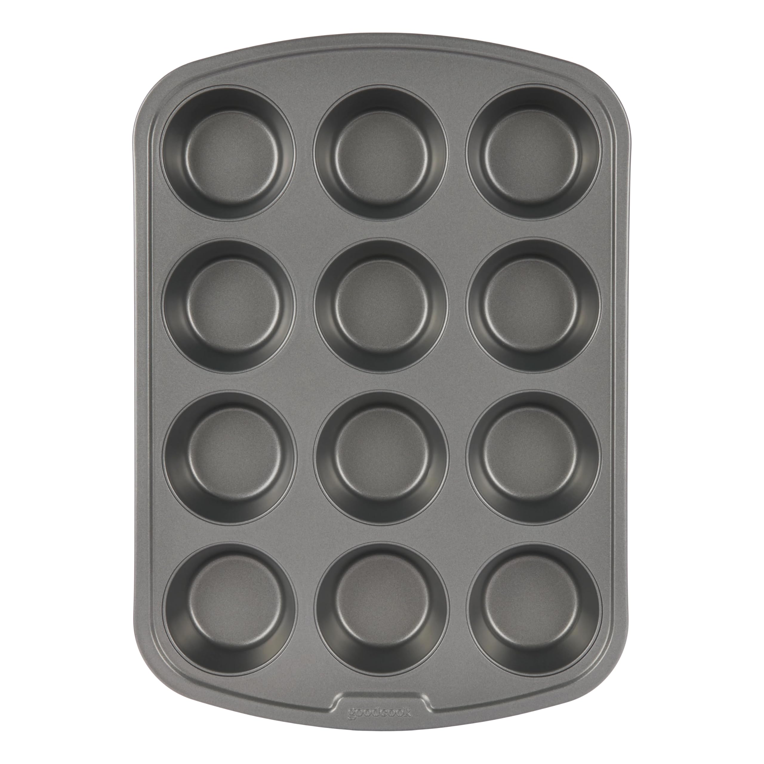 GoodCook Everyday Nonstick Steel Muffin Pan, 12 cup, Gray