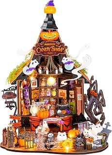 Rolife Halloween Haunted Candy House DIY Miniature Kits | Beginner-Friendly Tiny House Model Building Kit, Spooky Halloween Tabletop Decor, DIY Creative Hobby Christmas Gift for Teens