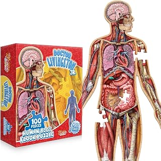 Human Anatomy Kids Floor Puzzle - Dr Livingston Jr's 100-Piece Full Body Jigsaw Puzzle - 4 FT Medically Accurate Floor Puzzles for Kids Ages 6-8, 4-8, 8-10 - Educational Toys for Children, Toddlers
