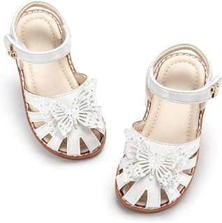 THEE BRON Toddler Kids Closed Toe Princess Sandals Retro Lace Up Breathable Shoes for Girls 3-12 Years