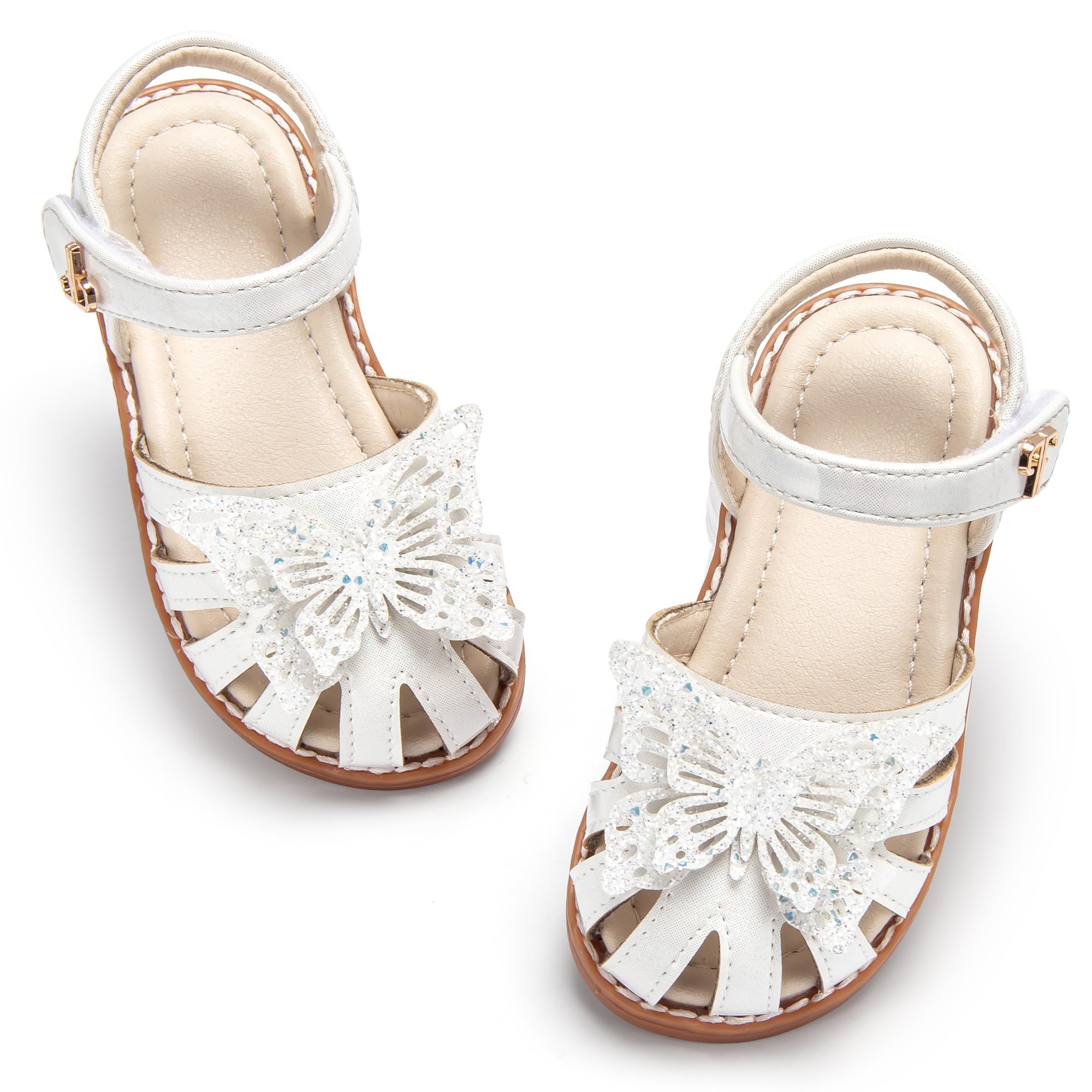 THEE BRON Toddler Kids Closed Toe Princess Sandals Retro Lace Up Breathable Shoe