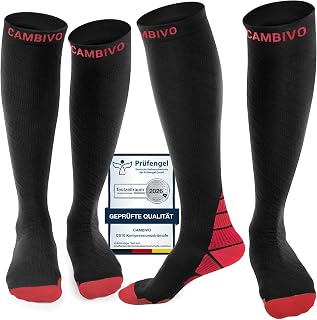 CAMBIVO Compression Stockings for Men and Women, 2 Pairs, Compression Socks, Support Stockings for Running, Sports, Flights, Travel, Cycling