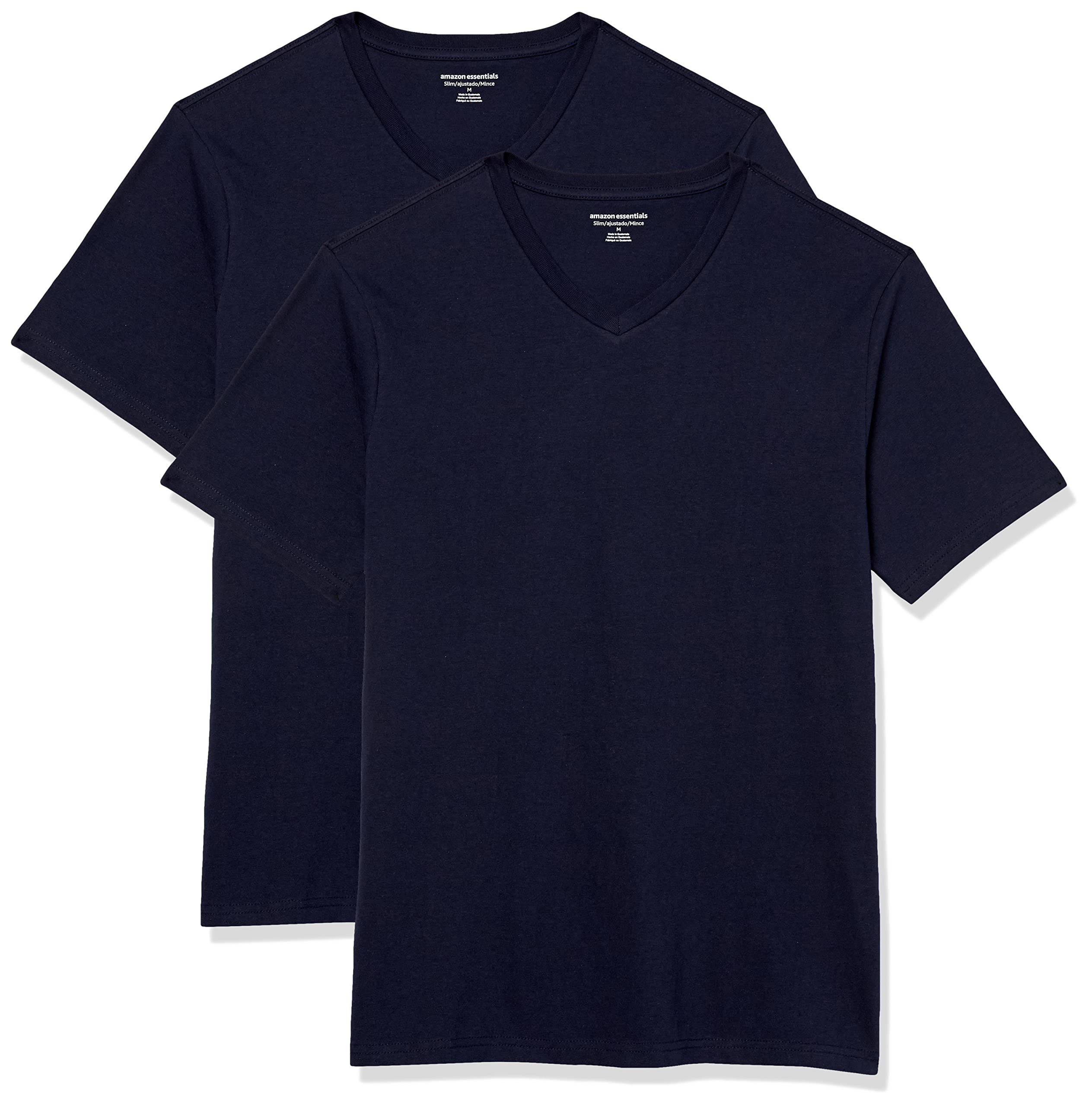 Amazon Essentials T-shirt avec col en v et manches courtes Homme, Lot de 2