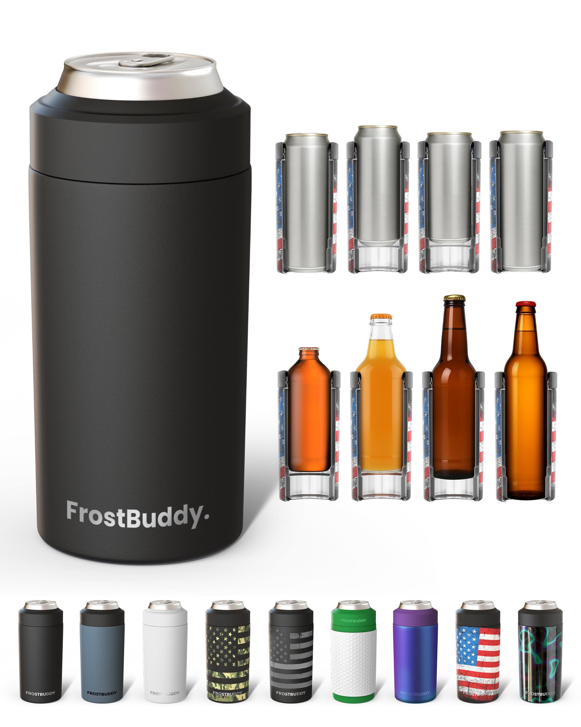 Frost Buddy Universal Can Cooler, Insulated Holder for 12-16 oz Cans | Skinny Ca