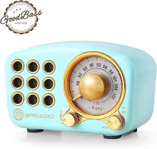 Greadio Retro Bluetooth Speaker, Vintage Radio, Portable FM Radio | Old Fashioned Classic Style for Gift, Strong Bass Enhancement, Loud Volume, FM Radio, AUX/TF Card & MP3 Player (Blue)