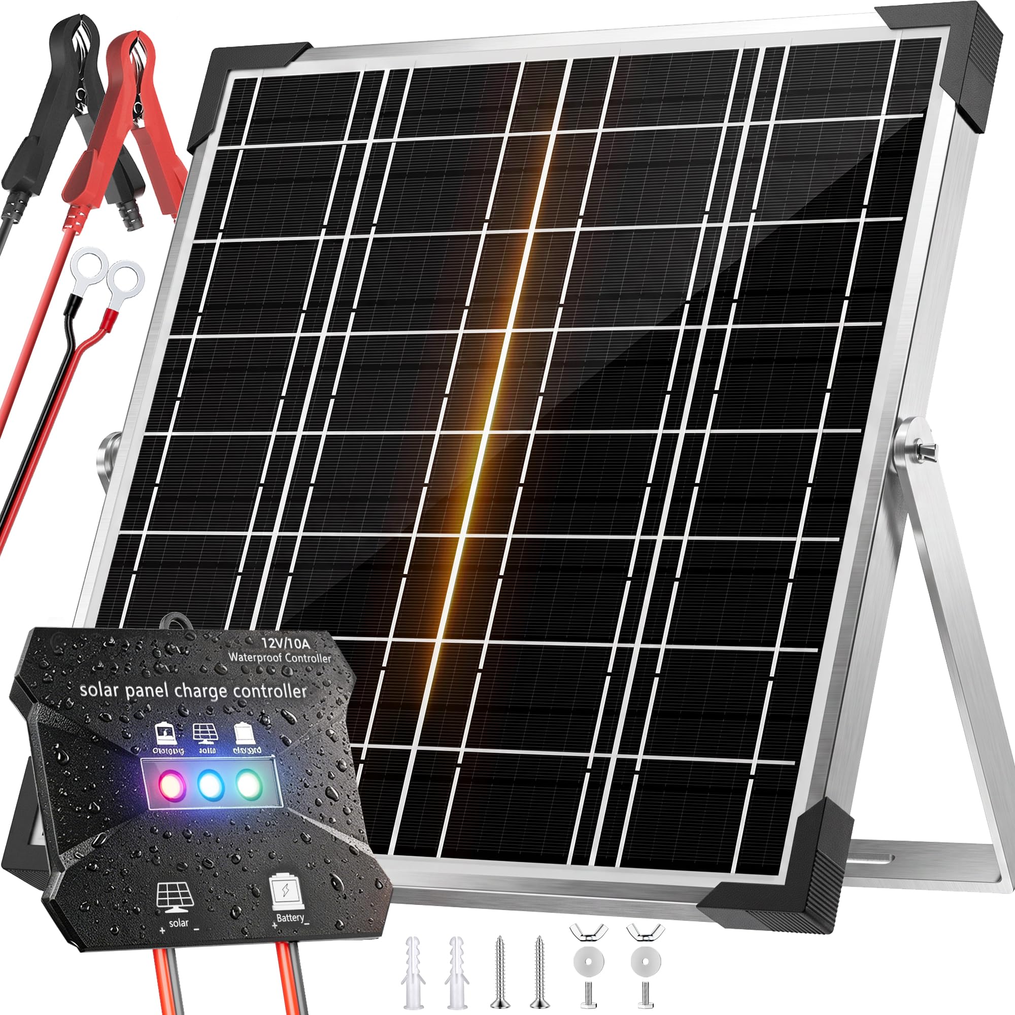 Voltset 20W 12V Solar Panel Battery Charger Trickle Maintainer Kit | Smart Charg