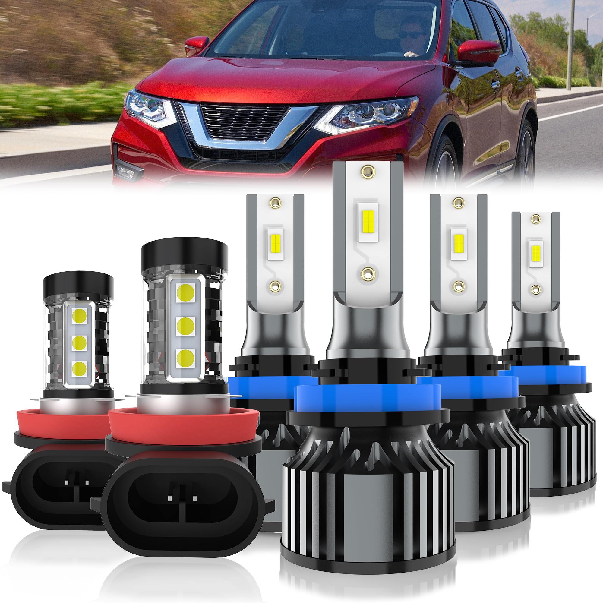 Led Headlights Fit for Nissan Rogue 2014-2020 Headlight Bulbs,H11/H8/H9 High Bea