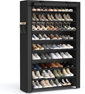 SONGMICS 10-Tier Shoe Rack, Shoe Storage Organizer Cabinet, Black URXJ36H | Shoe Storage Organizer Cabinet with Dustproof Cover, Free-Standing, for Closet, Entryway, for Sneakers URXJ36H
