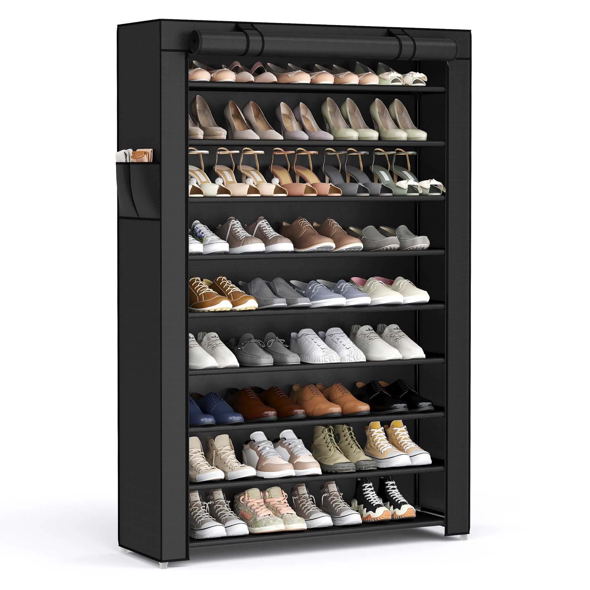 SONGMICS 10-Tier Shoe Rack, Shoe Storage Organizer Cabinet, Black URXJ36H | Shoe