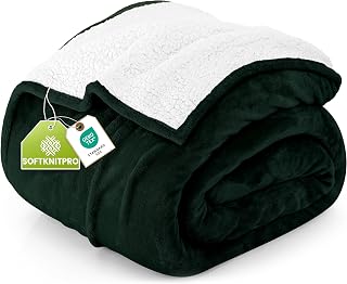 Utopia Bedding Reversible Plush Sherpa Blanket Queen Size Forest Green, 90x90 Inch