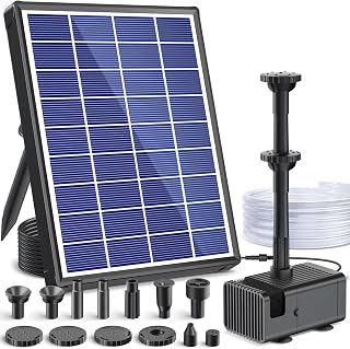 POPOSOAP 6.5W Solar Pond Pump Dry-Run Protection Quiet Pump for Bird Bath | Grade A+ Glass Solar Panel, Dual-layer& 8 Spray Nozzles, 5ft tubing, dual filter sponges & 360° bracket DIY For Fountain