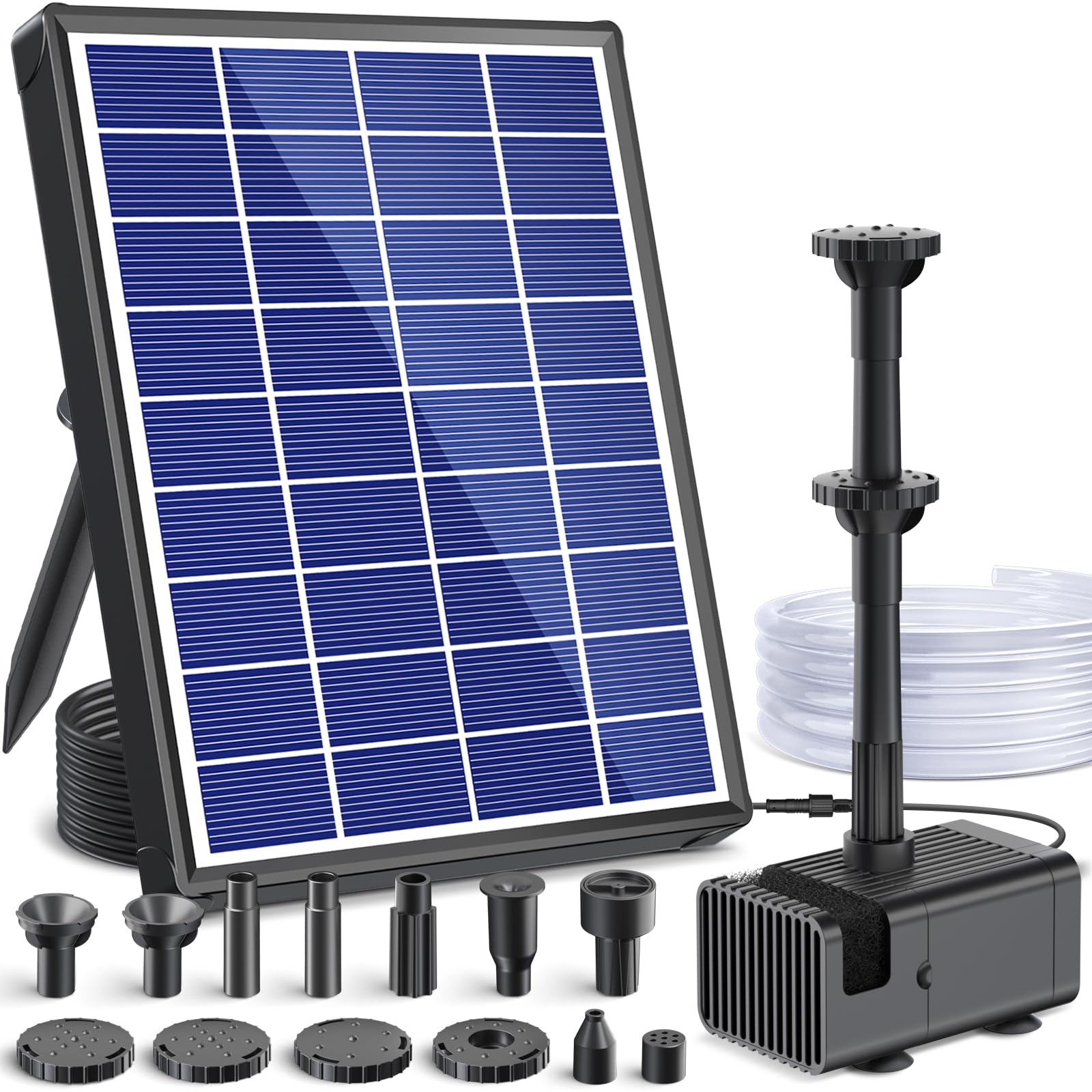 POPOSOAP 6.5W Solar Pond Pump Dry-Run Protection Quiet Pump for Bird Bath | Grad