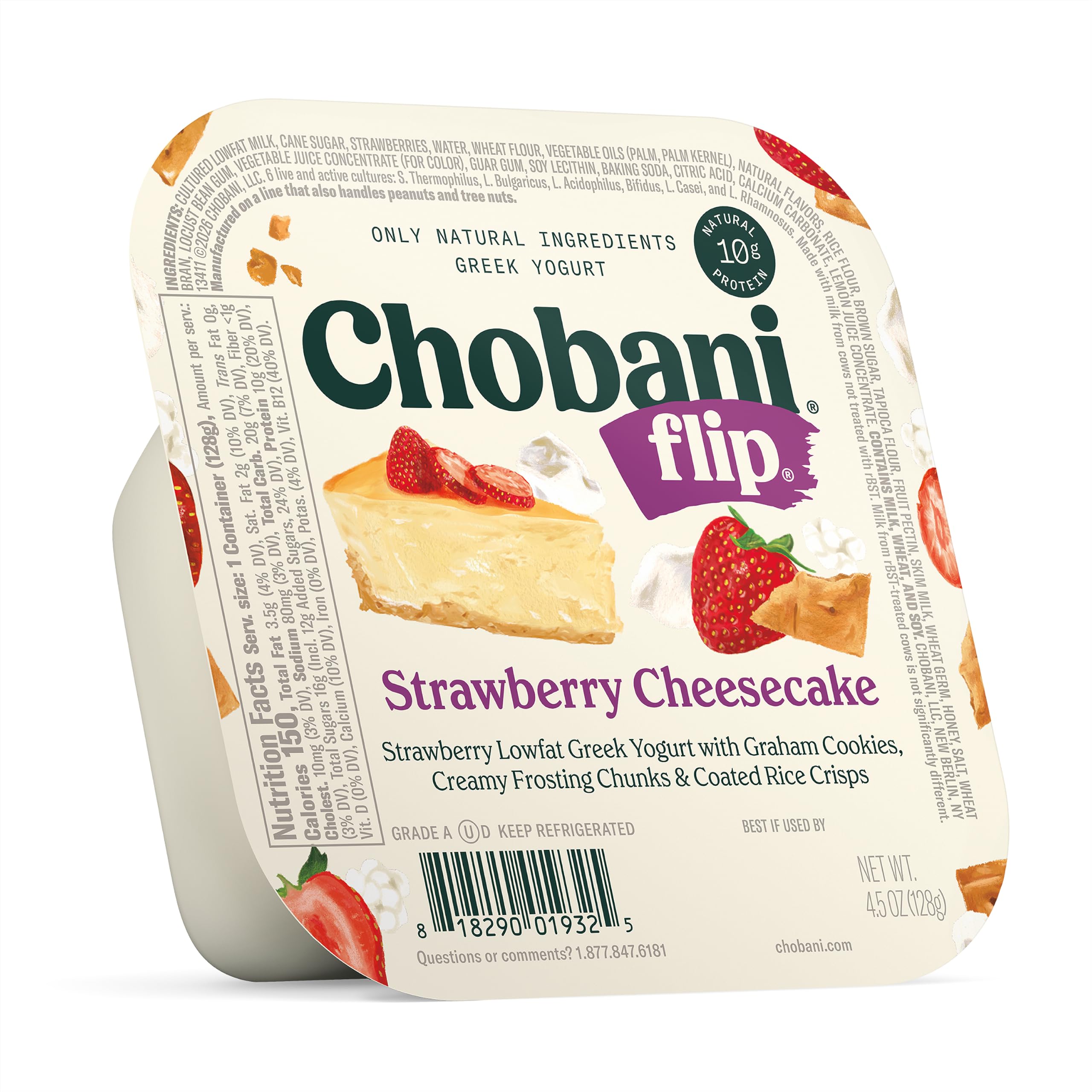 Chobani, Flip, Low-Fat Greek Yogurt Strawberry Cheesecake, 4.5oz