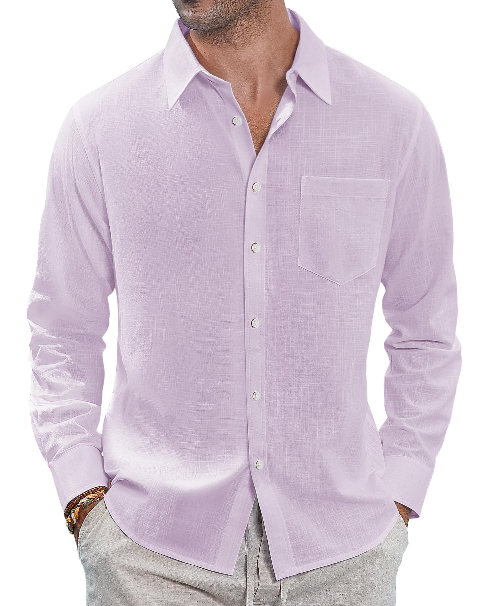 J.VER Men's Linen Shirt Short Sleeve Regular Fit Casual Summer Beach Pocket Navy