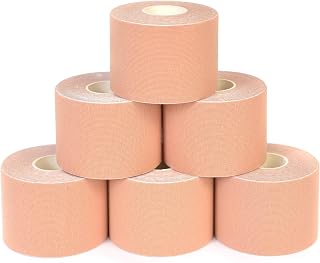 Tape Kinesiologico SPORTHERAPY: Allevia Contratture e Tensioni Muscolari - 90% Cotone, Non Contiene lattice - Certificato Dispositivo Medico | 5CM X 5M (Naturale 6PZ)