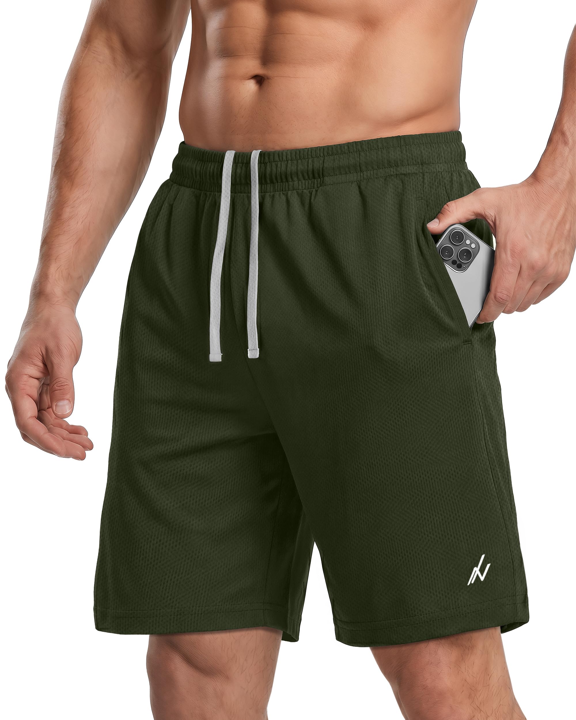 NY Threads Breathable Mesh Mens Athletic Shorts Loose-Fit Quick Dry Shorts
