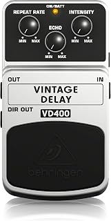 Behringer VD400 Vintage Analog Delay Pedal, True Bucket Brigade Circuit for Warm Echo & Repeats, Grey Guitar Effects Stompbox for Studio & Live Use