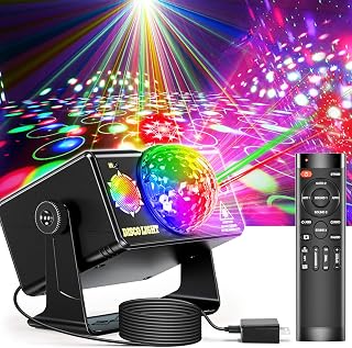 OIEZISRO Party Lights, DJ Disco Light Disco Ball Light Sound Activated Strobe Stage Lights for Parties Birthday Christmas Gift Wedding Karaoke Bar Club Pub Dance Home Living Room Halloween Decorations