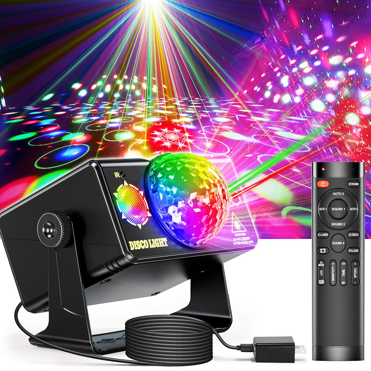 OIEZISRO Party Lights, DJ Disco Light Disco Ball Light Sound Activated Strobe St