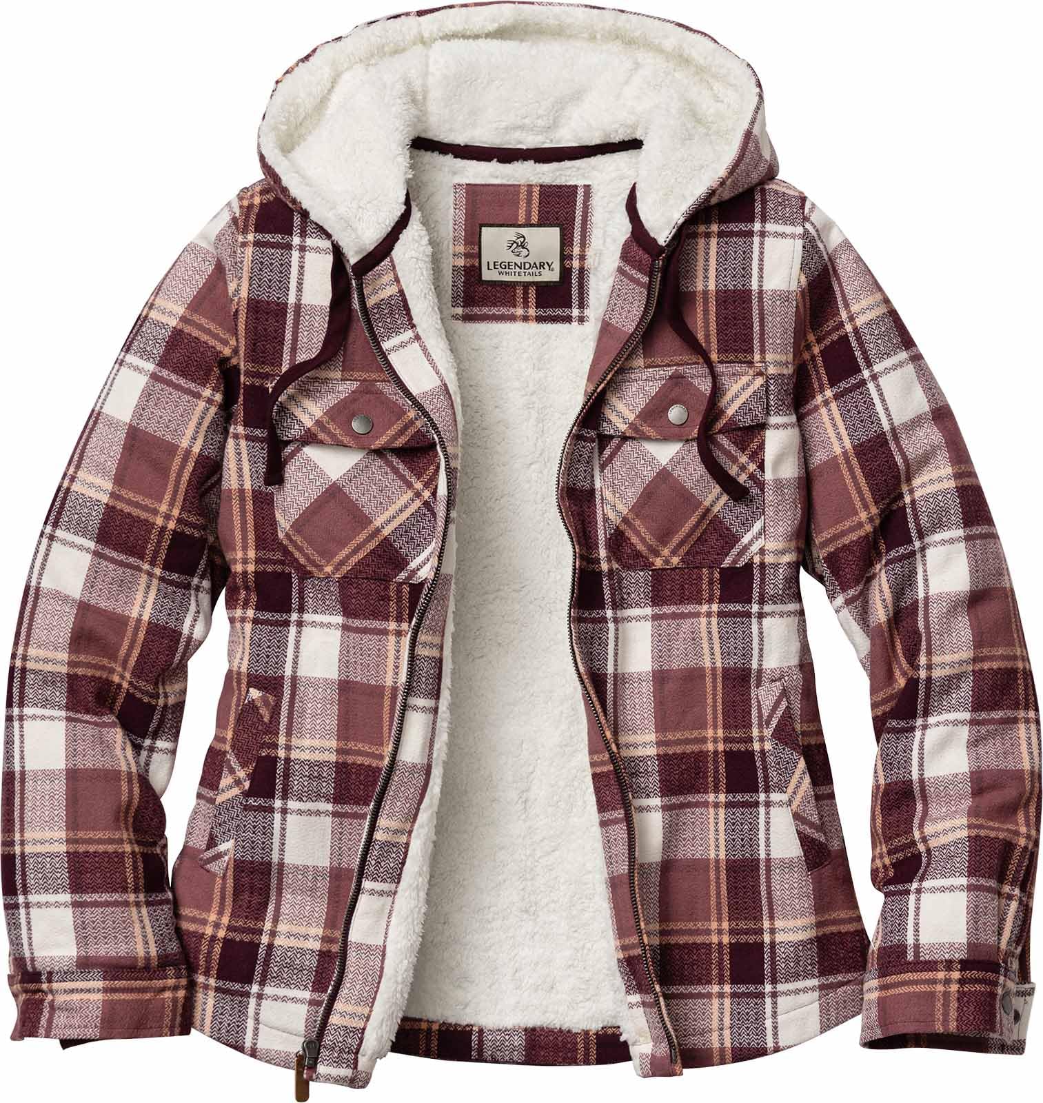 Legendary Whitetails Woodland Berber Lined Hooded Shirt Jacket Veste chemise Fem