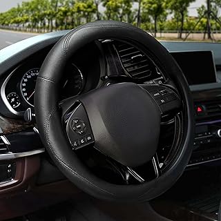 EcoNour Car Steering Wheel Cover, Black Steering Wheel Cover Women &amp; Men | PU Leather Steering Wheel Cover with Anti-Slip Design | 14.5"-15" | Steering Wheel Cover Wrap | Car and Truck